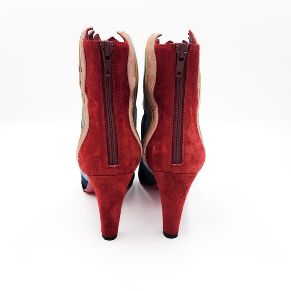 Christian Louboutin Suede Wave Zip Mid-Heel Ankle Boots EU 37.5 - Picture 3 of 8